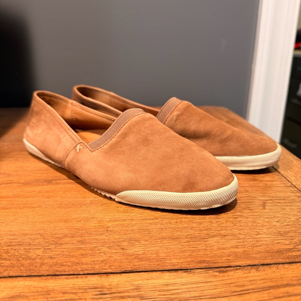 Frye Melanie  Slip On Brown Leather Loafers